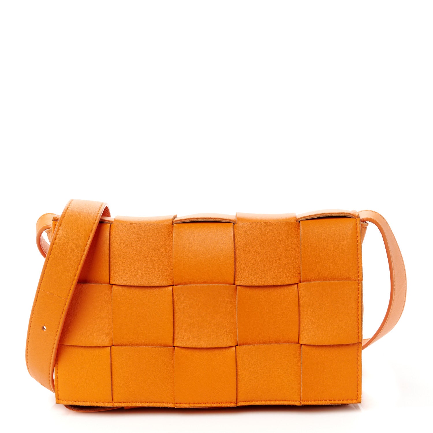 Bottega Veneta Lambskin Maxi Intrecciato Cassette Crossbody Bag Tangerine 1 of 11
