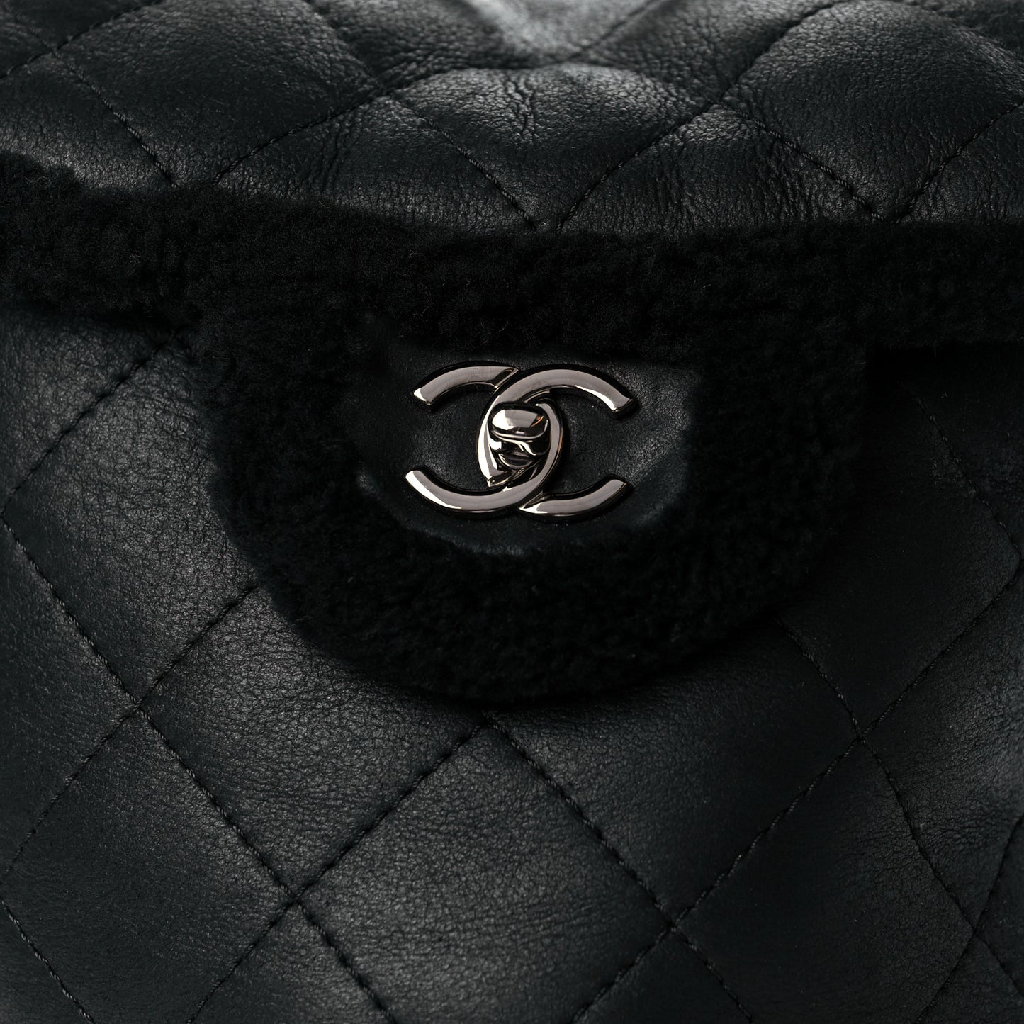 Lambskin Shearling Coco Neige Backpack Black