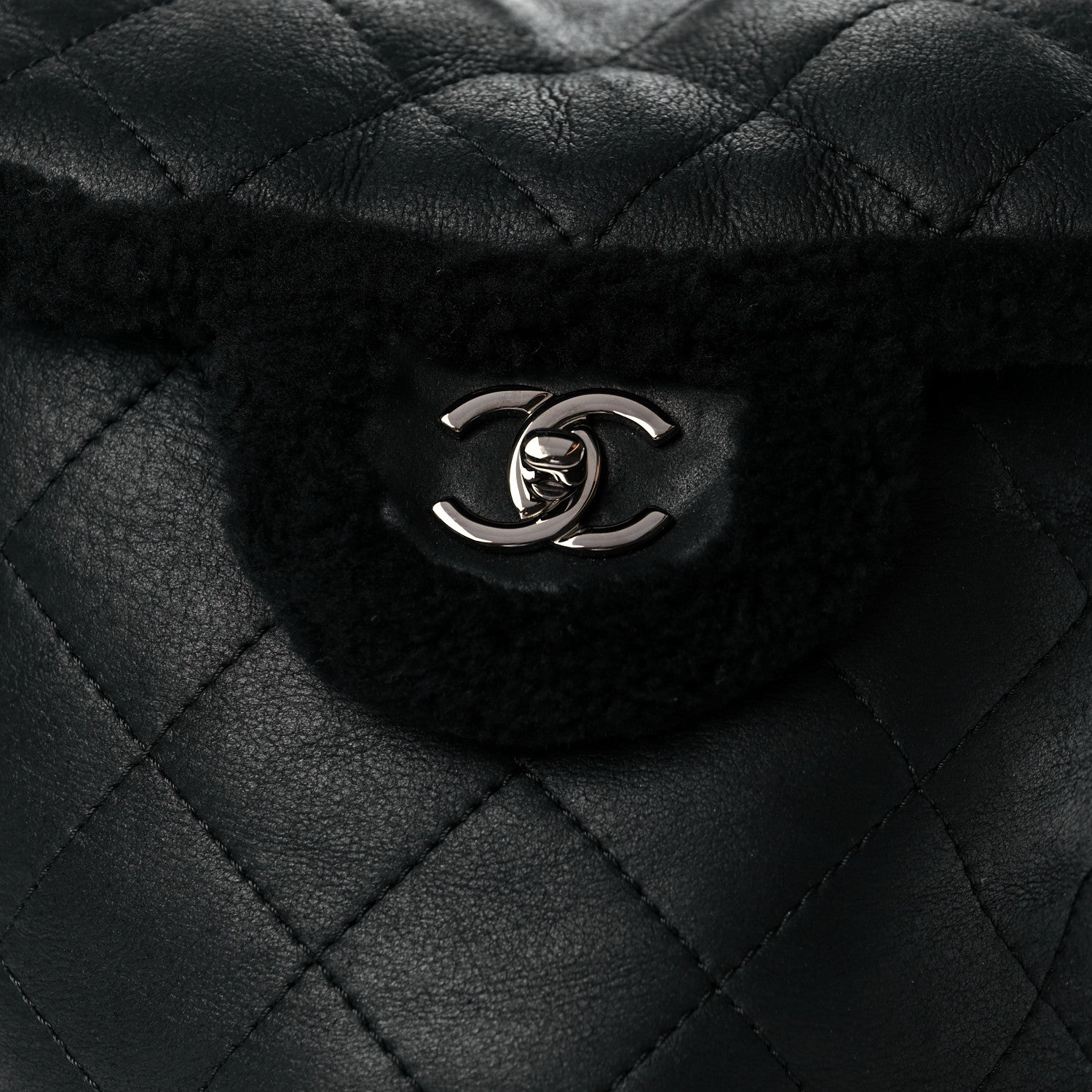 Chanel Lambskin Shearling Coco Neige Backpack Black 6 of 8