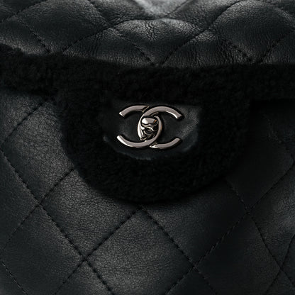 Chanel Lambskin Shearling Coco Neige Backpack Black 6 of 8