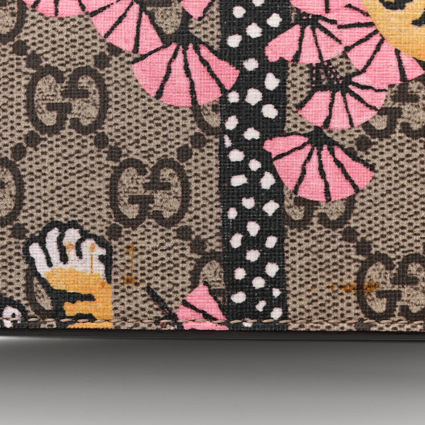 GG Supreme Monogram Bengal Chain Wallet Beige Pink