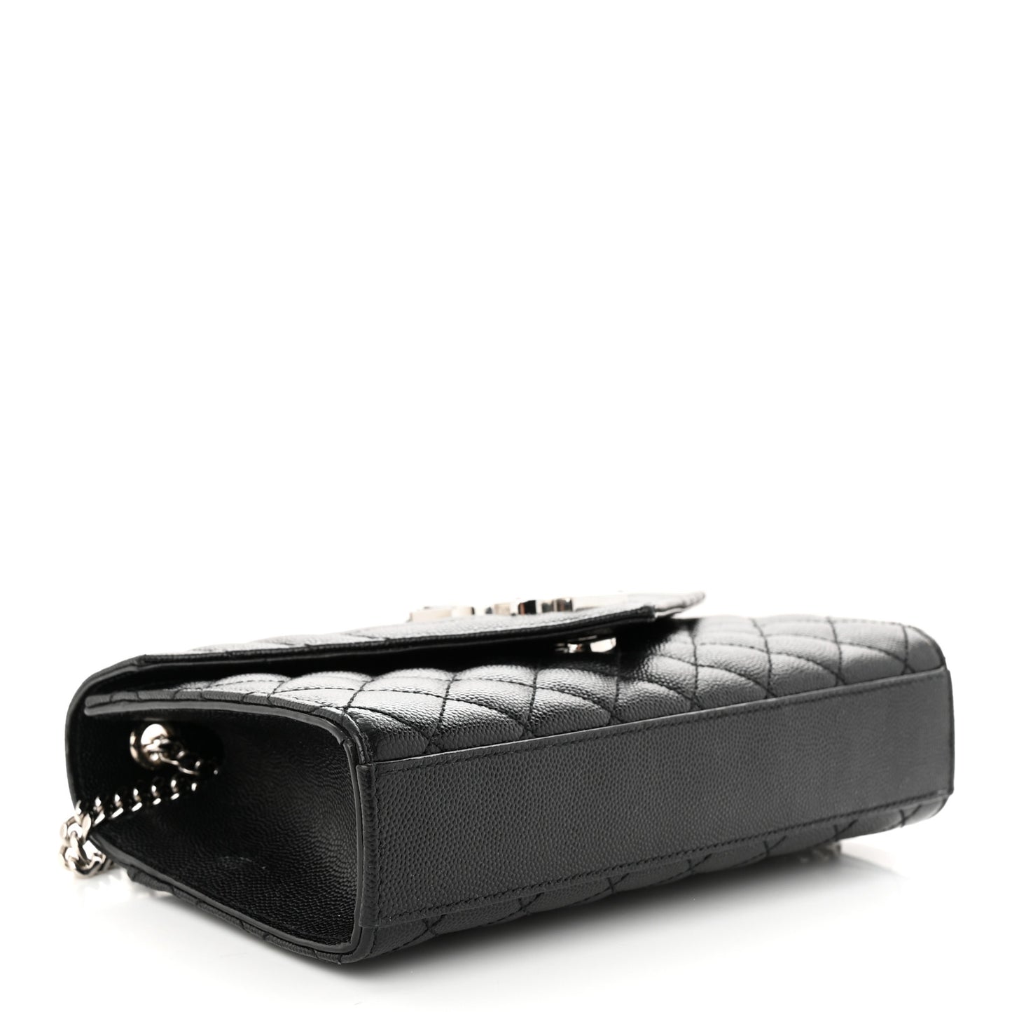 Grain De Poudre Textured Mixed Matelasse Triquilt Small Monogram Satchel Black