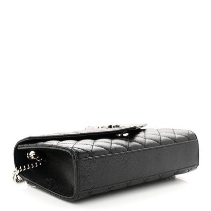 Saint Laurent Grain De Poudre Textured Mixed Matelasse Triquilt Small Monogram Satchel Black 4 of 10