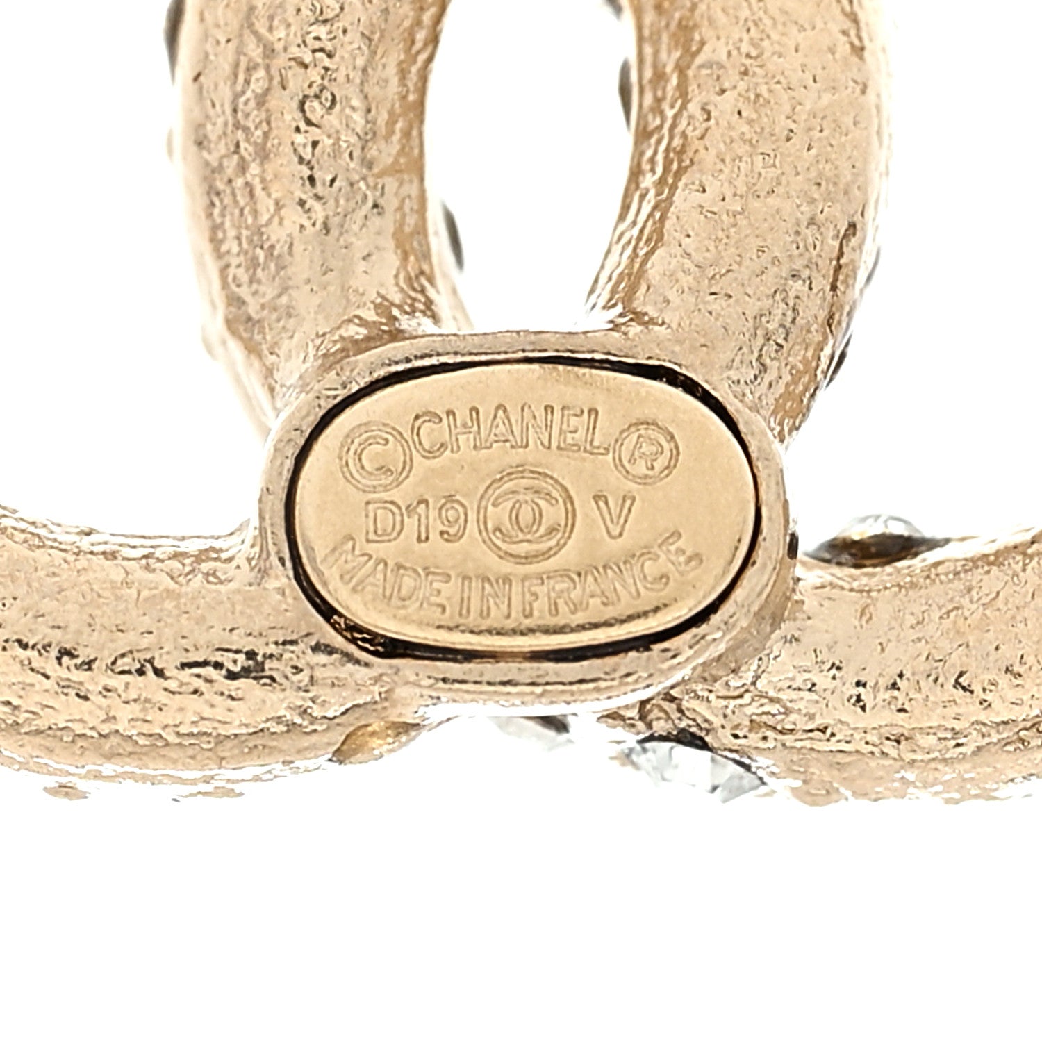 Chanel Crystal Timeless CC Earrings Light Gold 3 of 6
