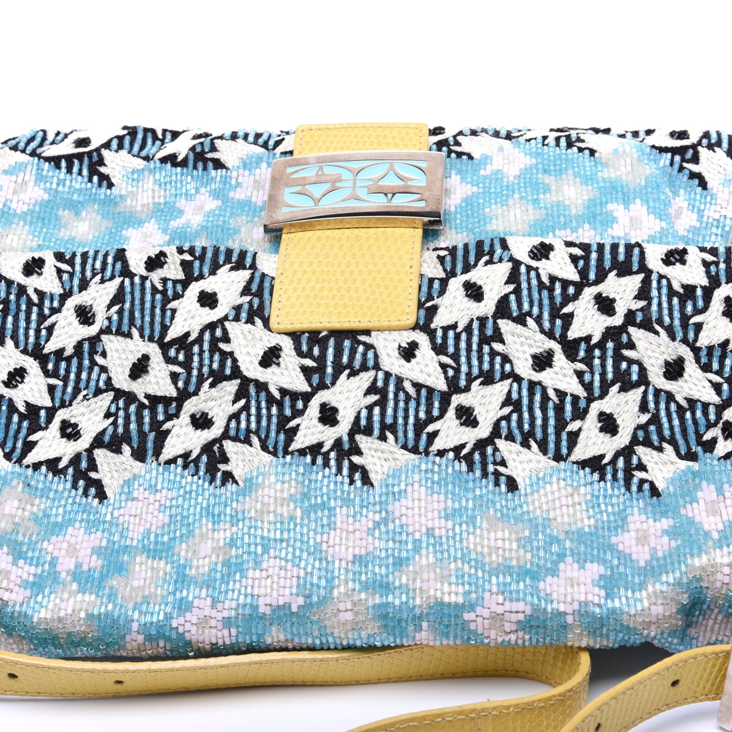 Beaded Lizard Mama Baguette Blue Yellow