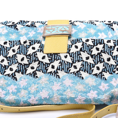 Fendi Beaded Lizard Mama Baguette Blue Yellow 14 of 14