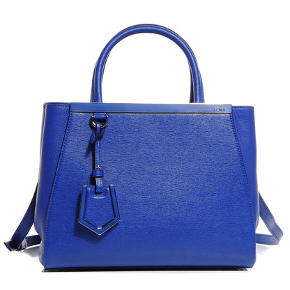 Fendi Vitello Elite Petite 2Jours Tote Blue Neon 1 of 11