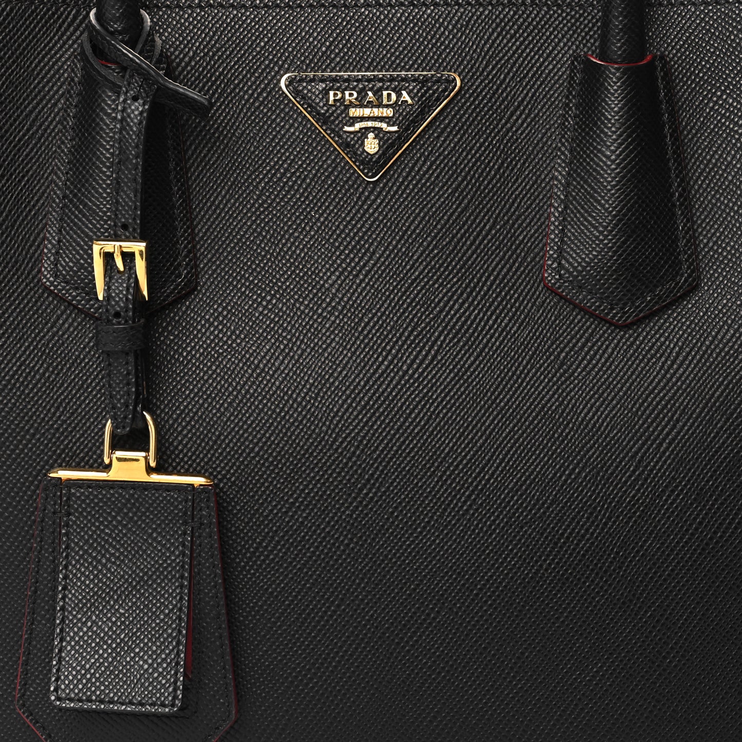 Saffiano Cuir Medium Double Bag Black Fuoco