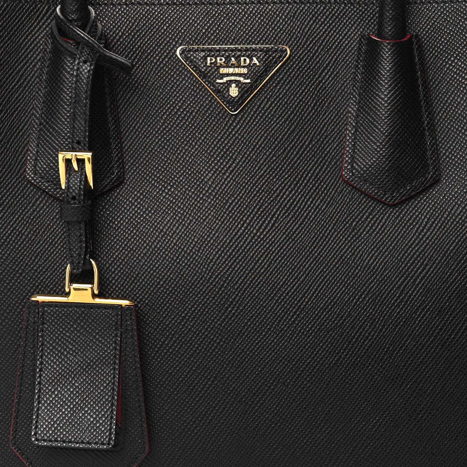 Prada Saffiano Cuir Medium Double Bag Black Fuoco 7 of 9