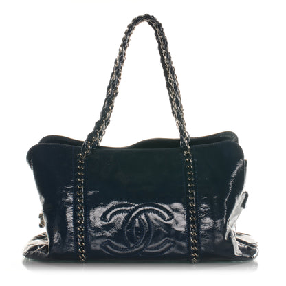 Chanel Patent Luxe Ligne Medium Tote Navy 1 of 7
