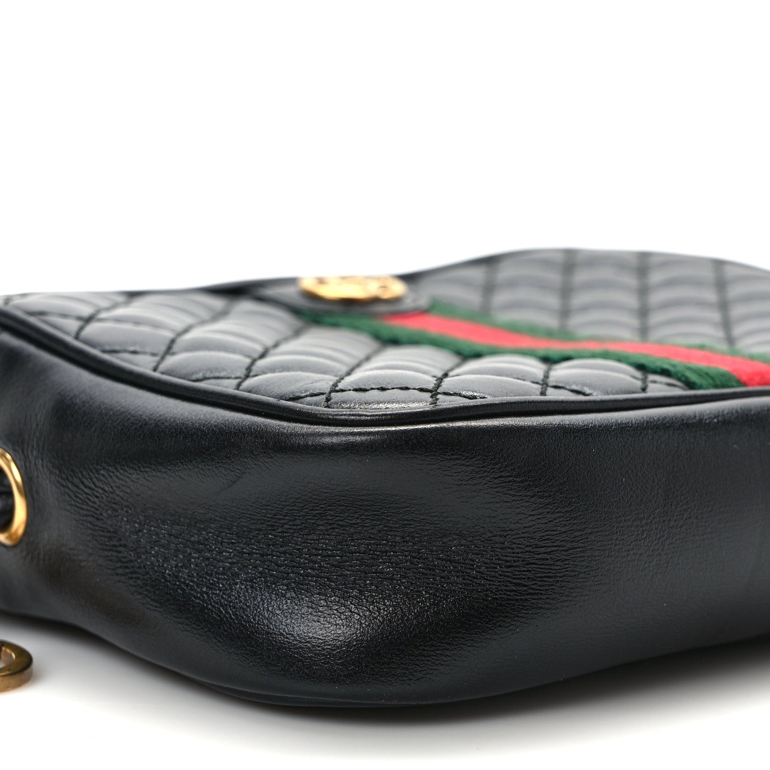 Gucci Calfskin Trapuntata Web Mini GG Shoulder Bag Black 7 of 8