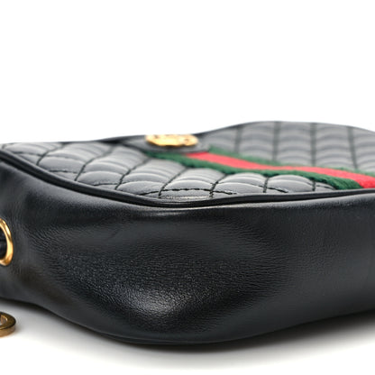 Gucci Calfskin Trapuntata Web Mini GG Shoulder Bag Black 7 of 8