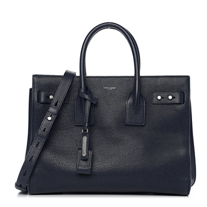 Saint Laurent Grained Calfskin Small Supple Sac De Jour Navy 1 of 14
