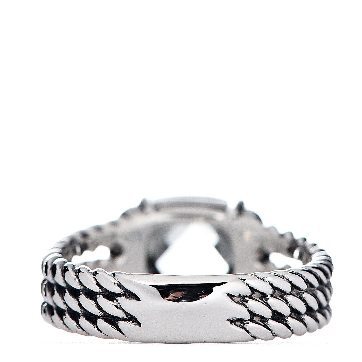 David Yurman Sterling Silver Diamond Prasiolite 10mm Petite Wheaton Ring 52 6 4 of 6