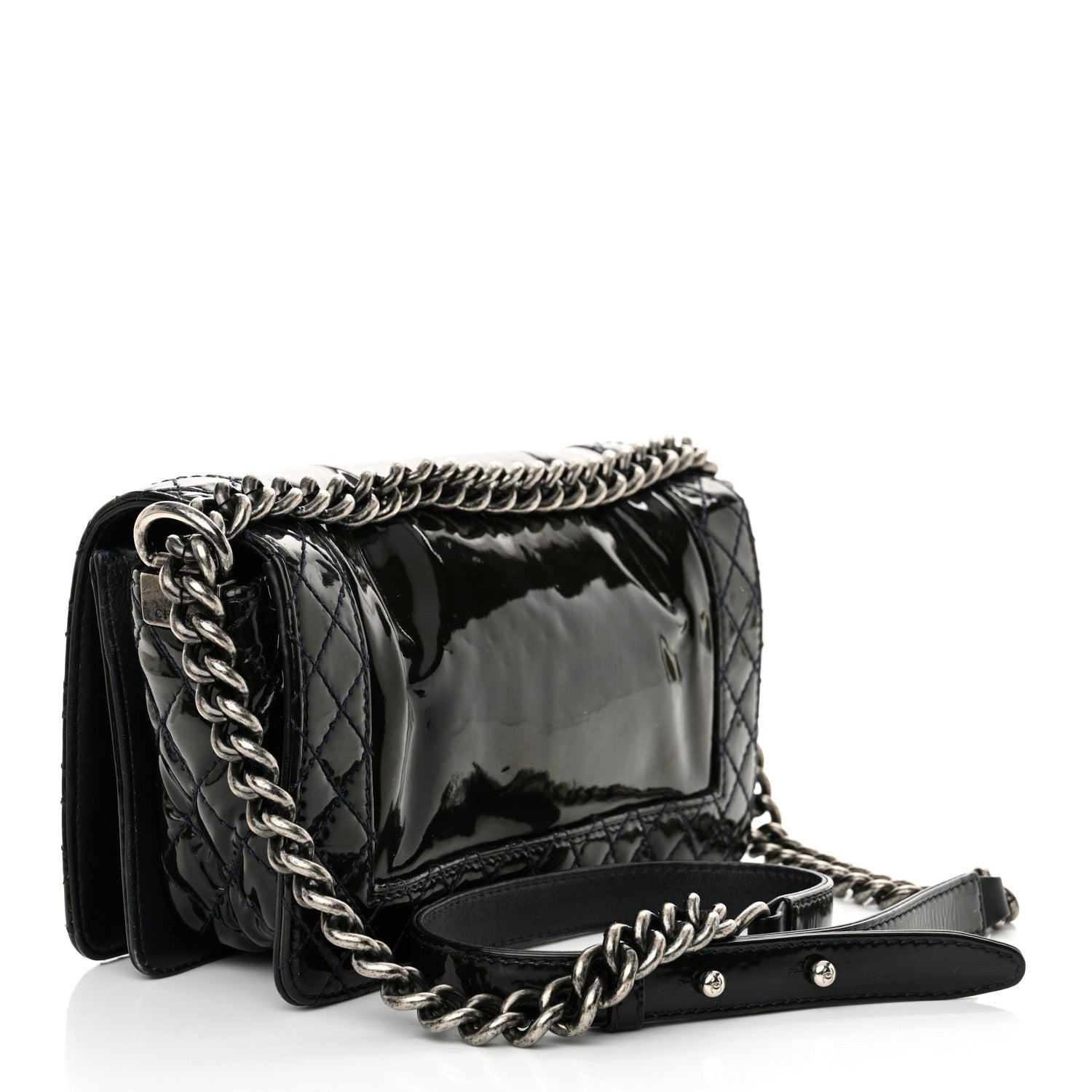 Chanel Patent Medium Boy Reverso Flap Black 3 of 17