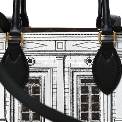 Louis Vuitton X FORNASETTI Calfskin Architettura Onthego MM Black White 7 of 9