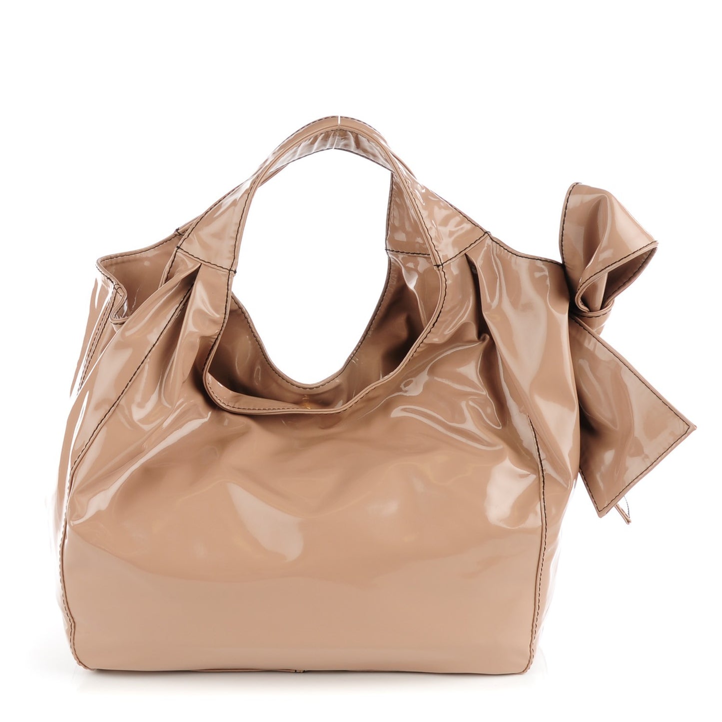 Patent Lacca Large Nuage Bow Hobo Nude