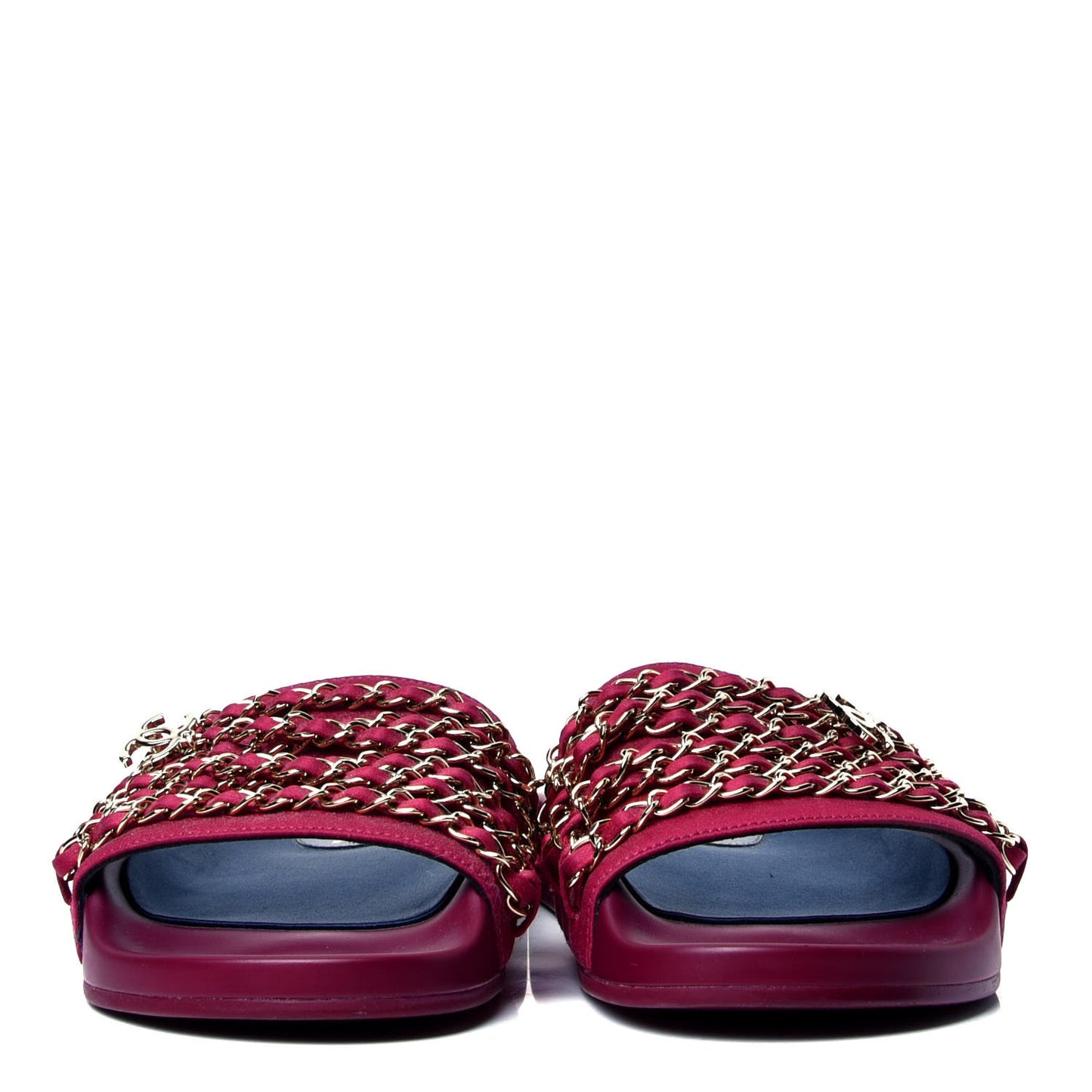 Satin Chain Flat Sandals 37 Dark Fuchsia