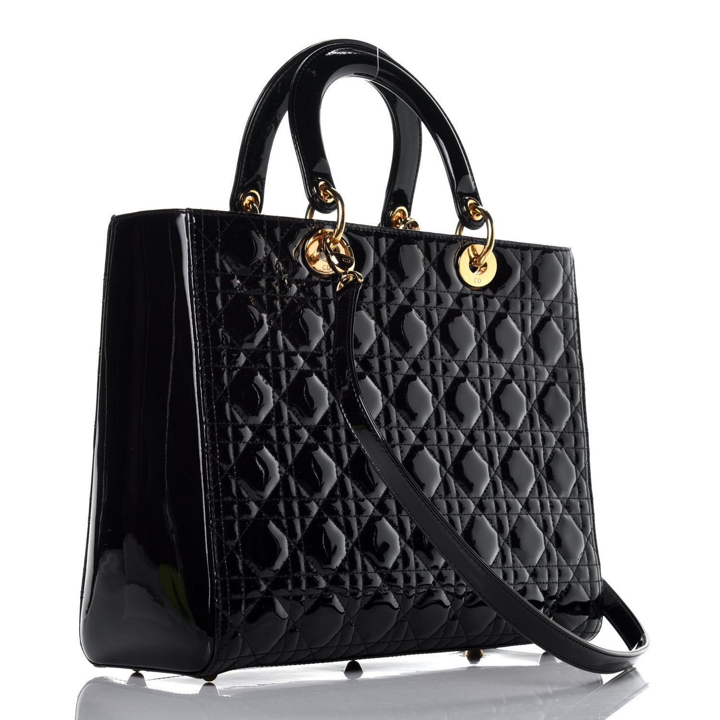 Patent Cannage Large Lady Dior Black
