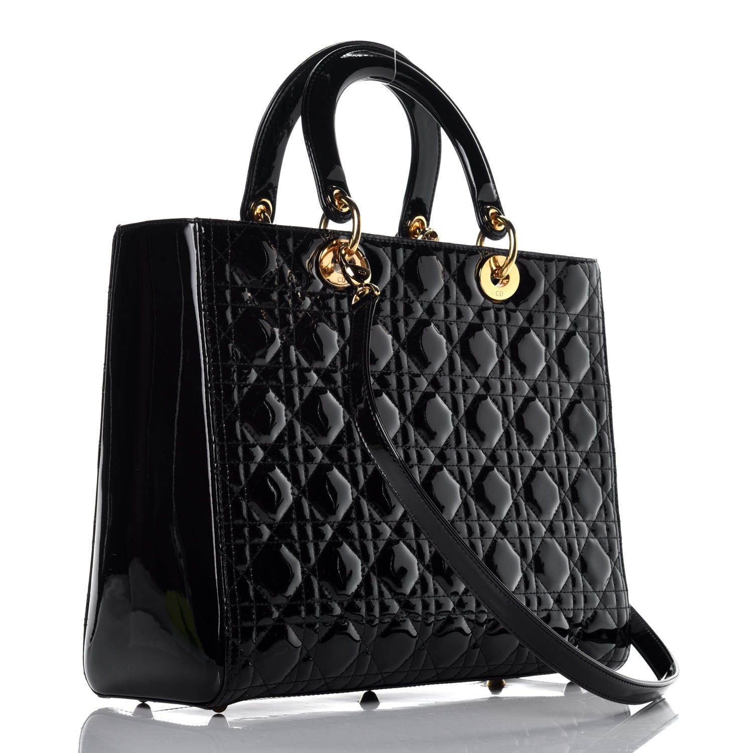Christian Dior Patent Cannage Large Lady Dior Black 4 of 12