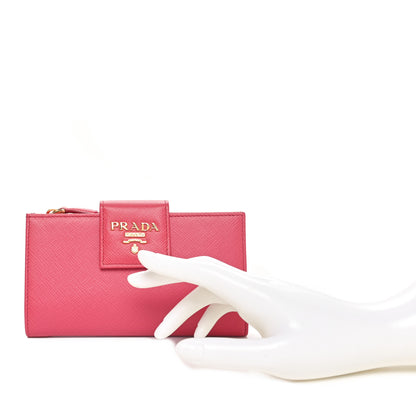 Prada Saffiano Metal Medium Wallet Peonia 2 of 10
