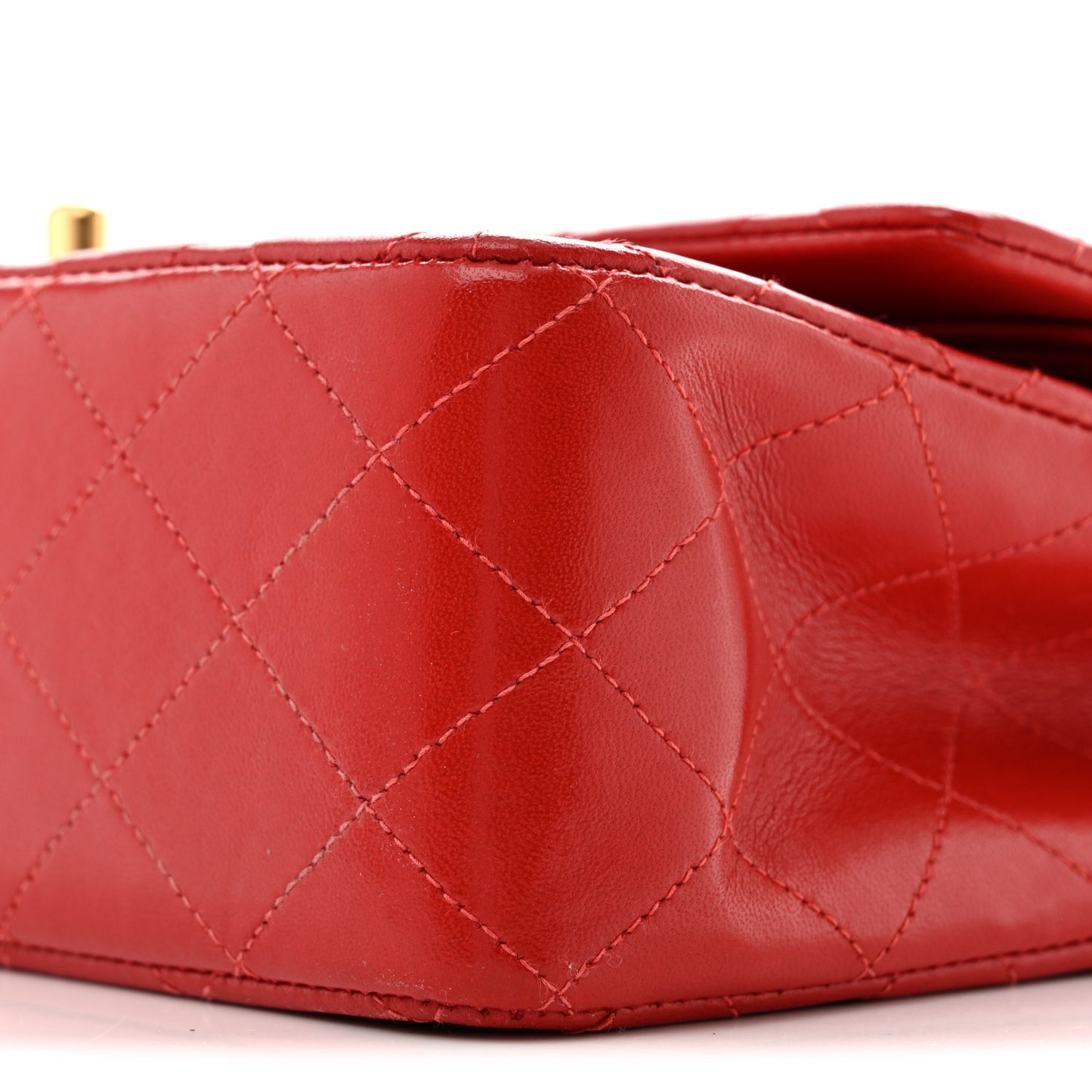 Lambskin Quilted Medium Double Flap Red