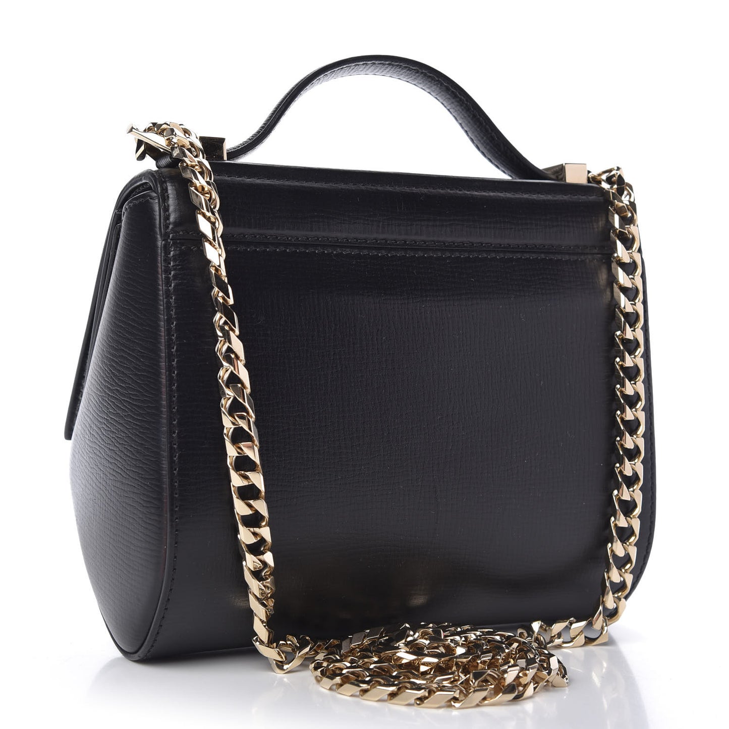 Textured Calfskin Mini Pandora Box Chain Crossbody Bag Black