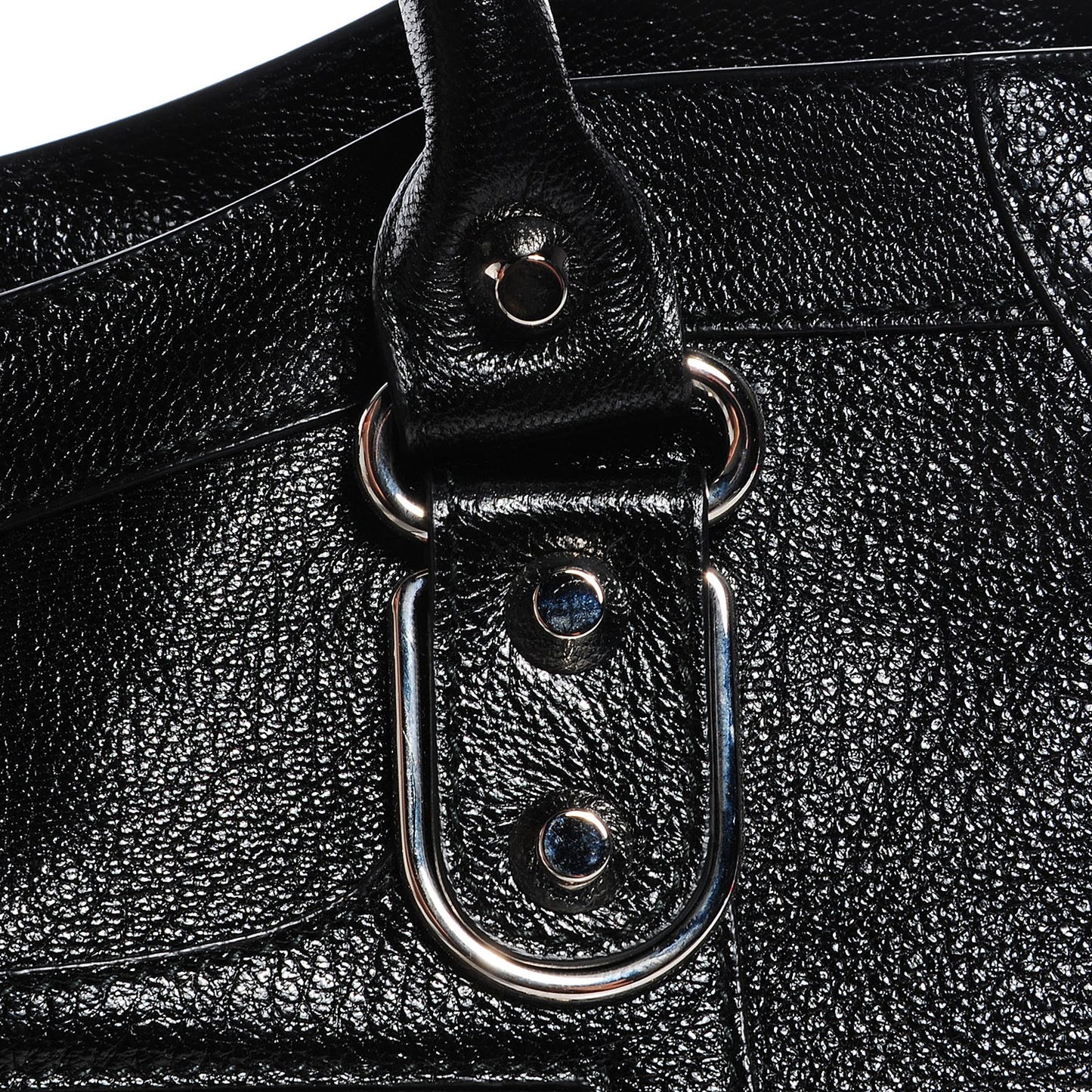 Chevre Silver Metallic Edge Hardware City Black
