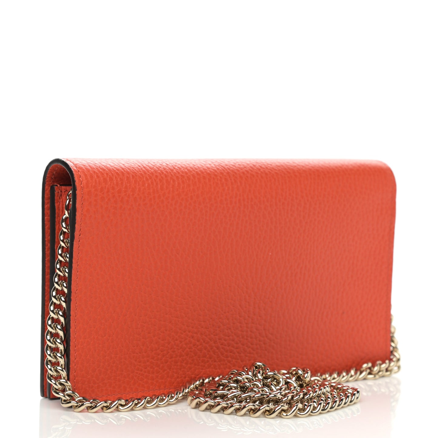 Dollar Calfskin Medium Betty Chain Wallet Sun Orange