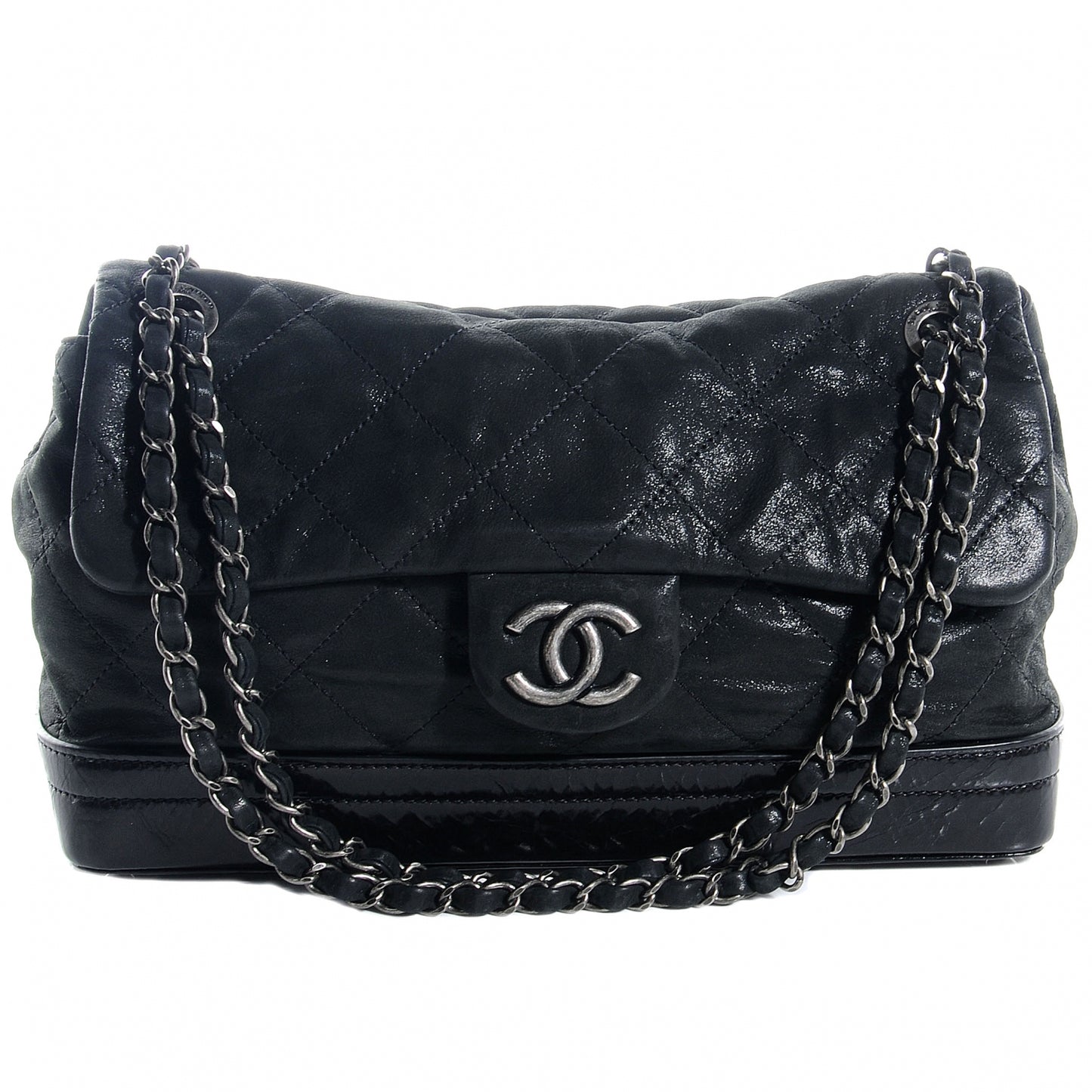 Iridescent Calfskin VIP Flap Black