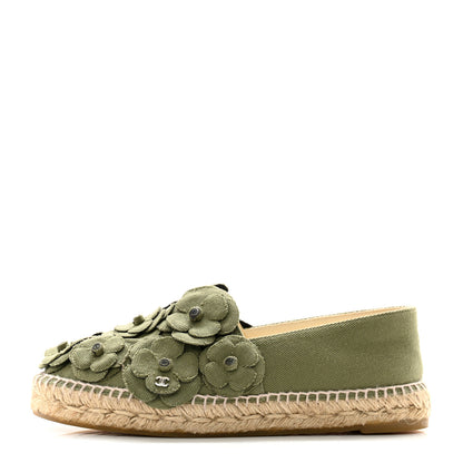 Chanel Fabric Camellia CC Espadrilles 39 Khaki 1 of 11
