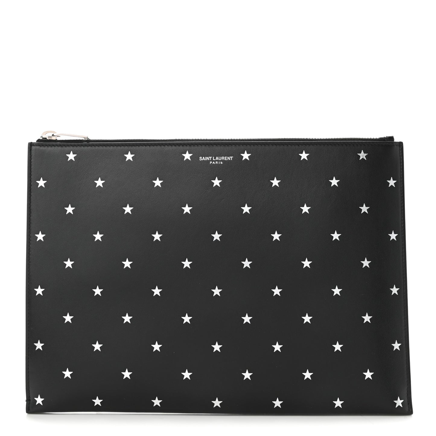 Calfskin Star Logo Zipped Tablet Pouch Black