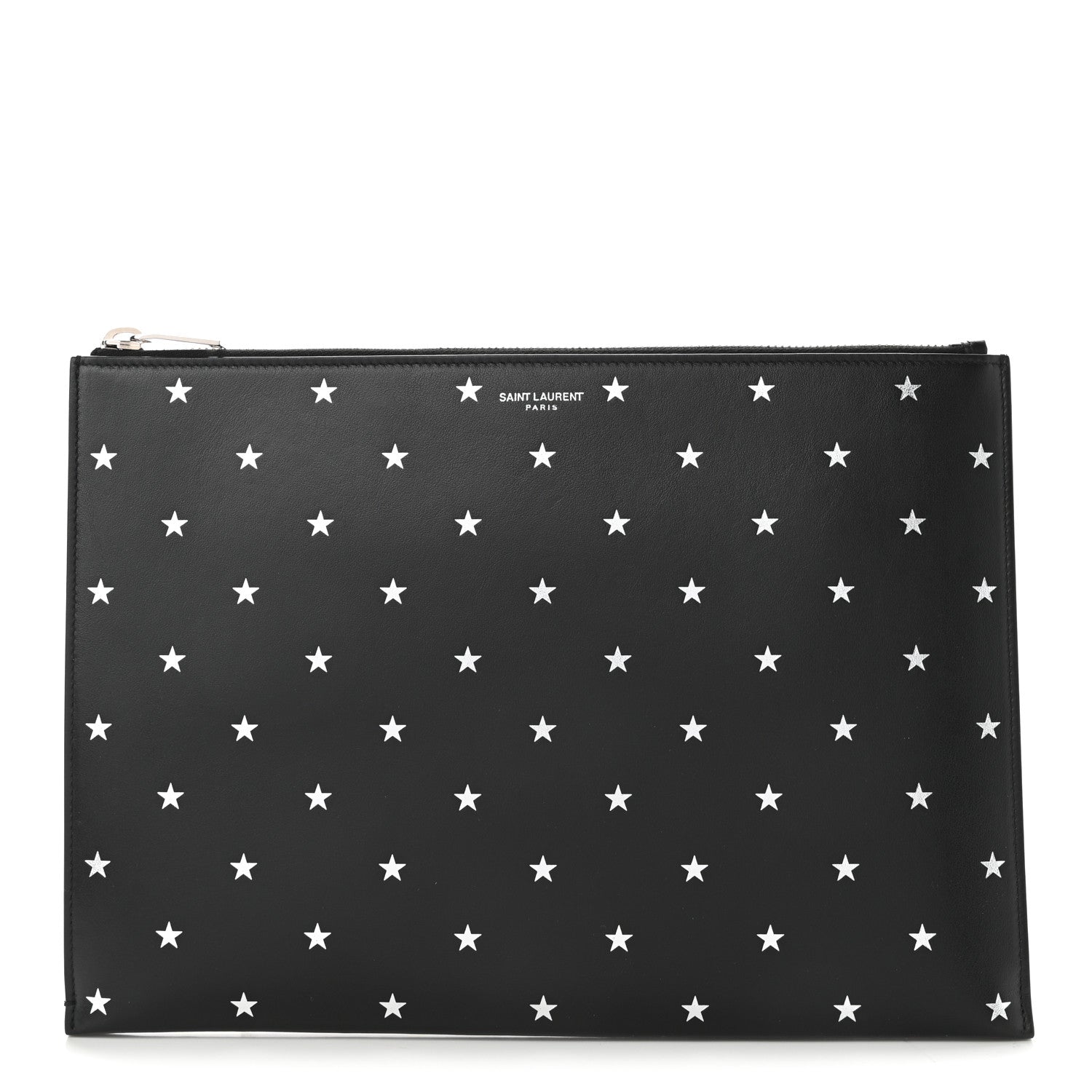 Saint Laurent Calfskin Star Logo Zipped Tablet Pouch Black 1 of 8