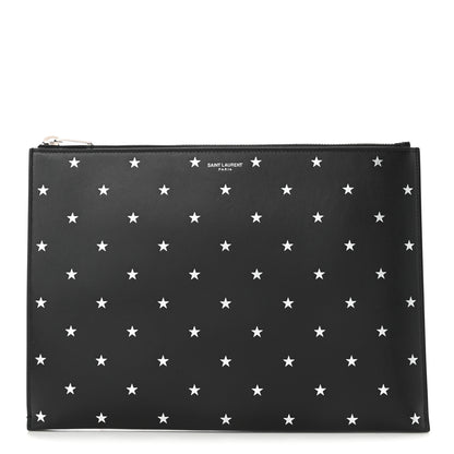 Saint Laurent Calfskin Star Logo Zipped Tablet Pouch Black 1 of 8