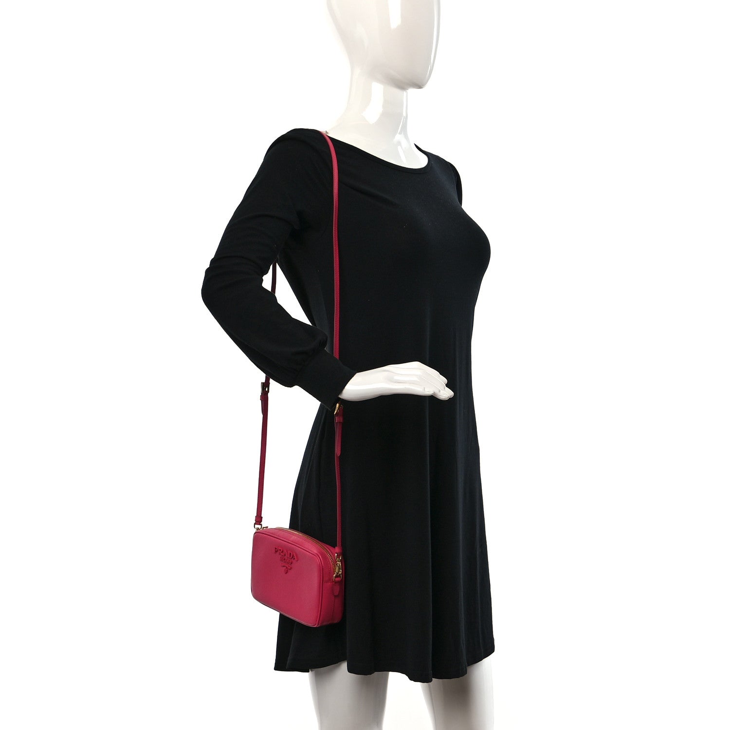 Prada Saffiano Lux Small Camera Crossbody Bag Magenta 2 of 9