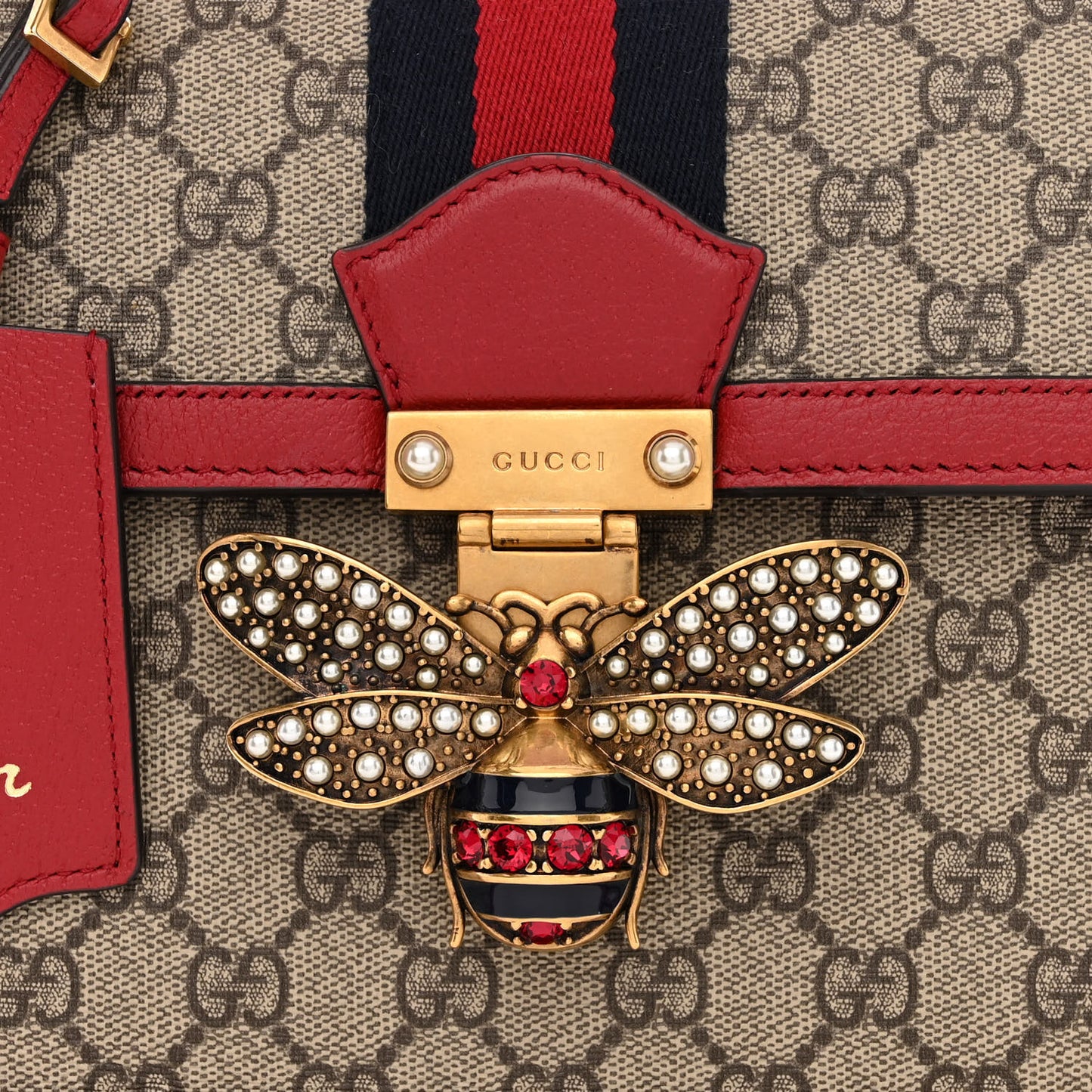 GG Supreme Monogram Small Queen Margaret Top Handle Bag Red
