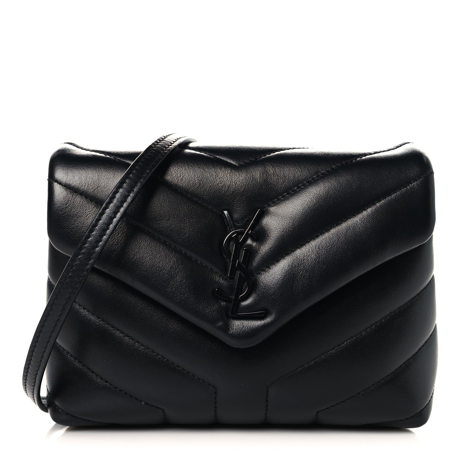 Saint Laurent Calfskin Y Quilted Monogram Monochrome Toy Loulou Crossbody Bag Black 1 of 10