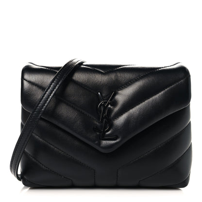 Saint Laurent Calfskin Y Quilted Monogram Monochrome Toy Loulou Crossbody Bag Black 1 of 10