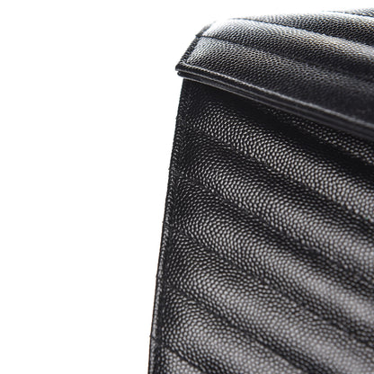 Saint Laurent Grain De Poudre Matelasse Chevron Monogram Chain Wallet Black 9 of 9