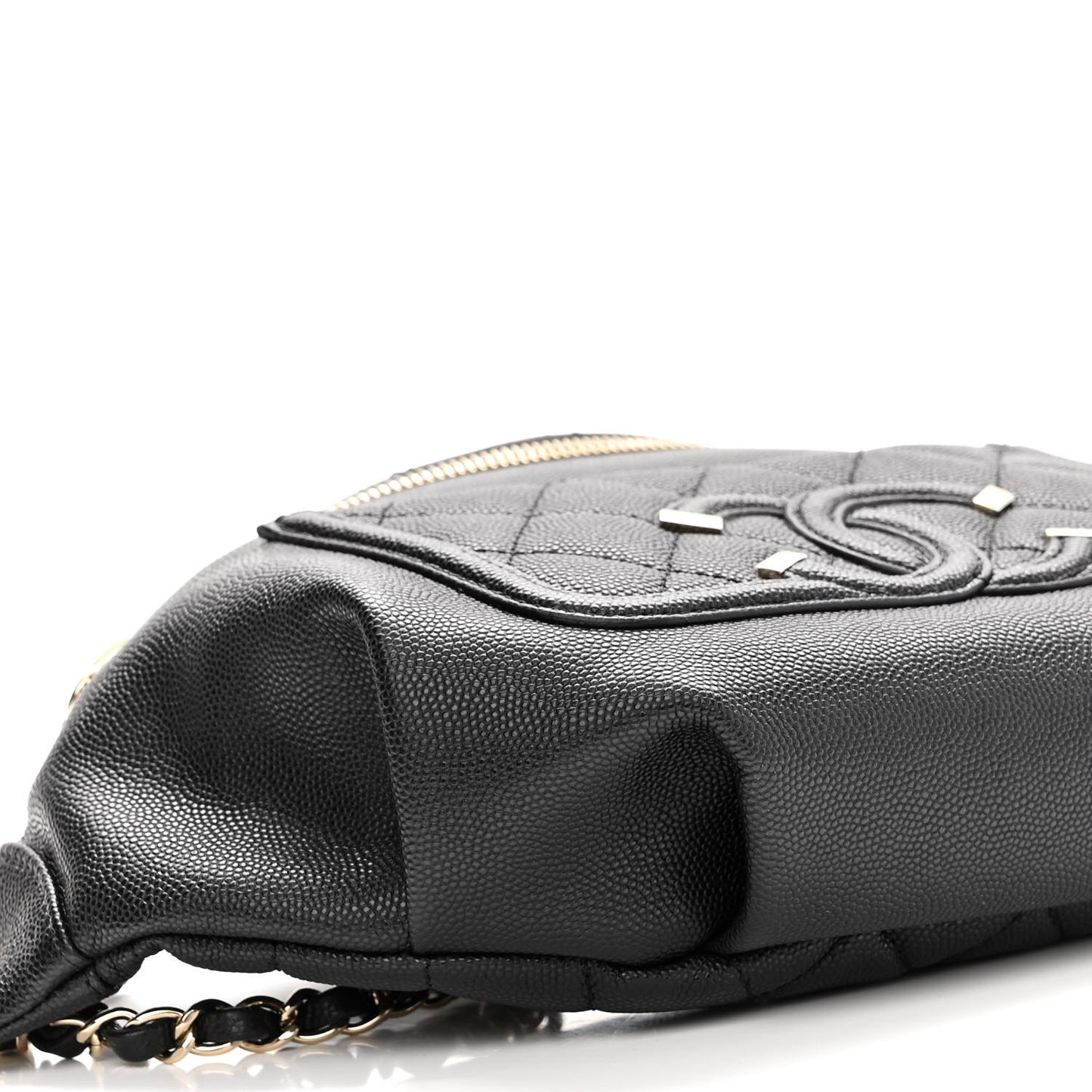 Caviar Quilted Filigree Waist Bag Black