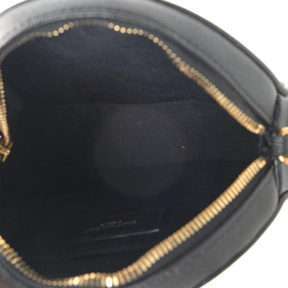 Saint Laurent Grain De Poudre Matelasse Chevron Quilted Round Vinyle Camera Bag Black 5 of 9