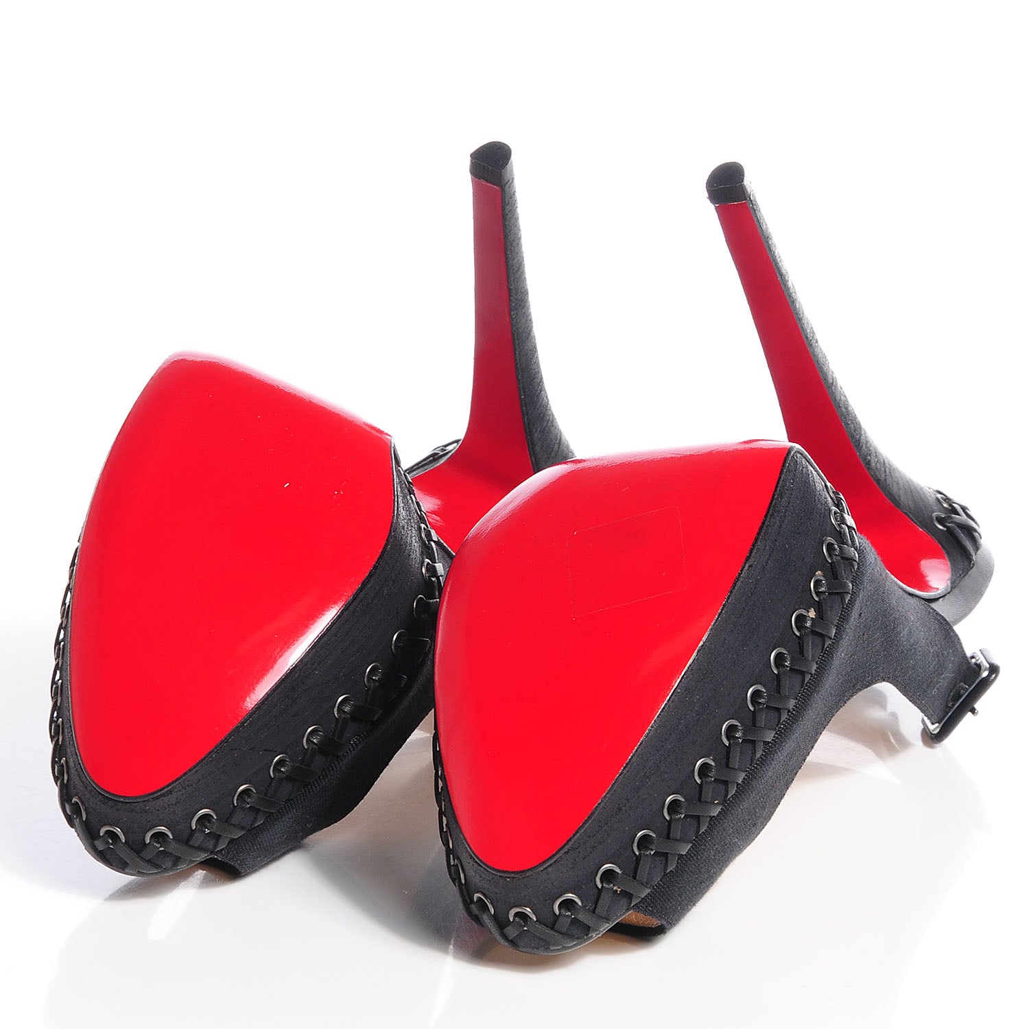 Christian Louboutin Canvas Indiana Sling 140 Pumps 41 Black Grezzo 5 of 8