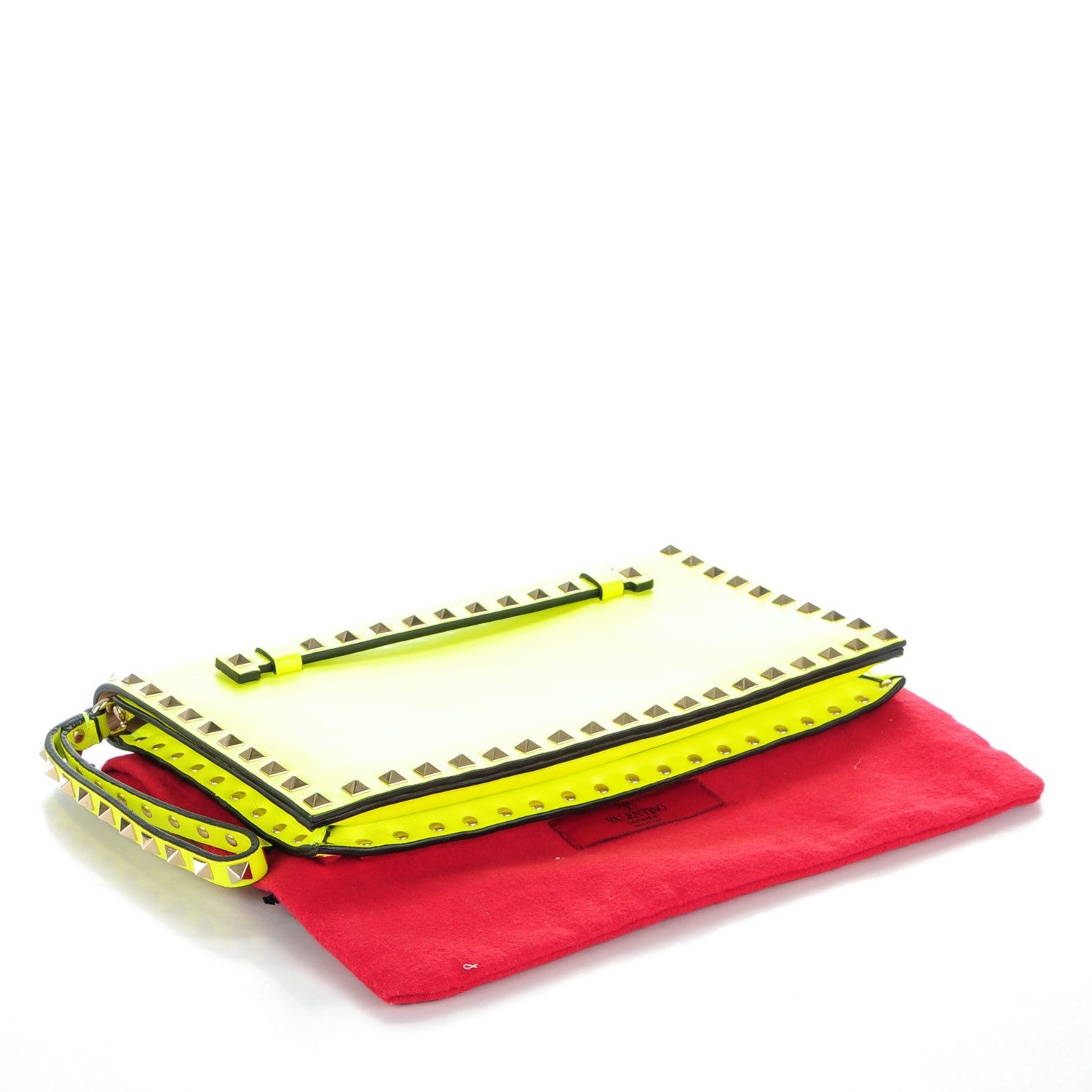 Valentino Garavani Nappa Rockstud Wristlet Clutch Yellow Fluo 4 of 7