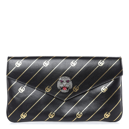 Gucci Calfskin Broadway GG Archive-P Envelope Clutch Black 1 of 9