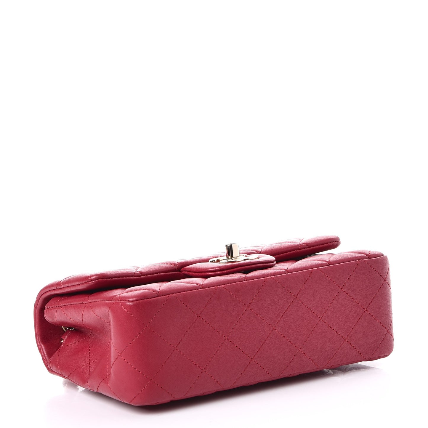 Lambskin Quilted Mini Rectangular Flap Dark Pink