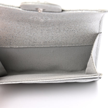 Chanel Glittered Metallic Caviar Quilted Flap Card Holder Wallet Silver 5 of 8