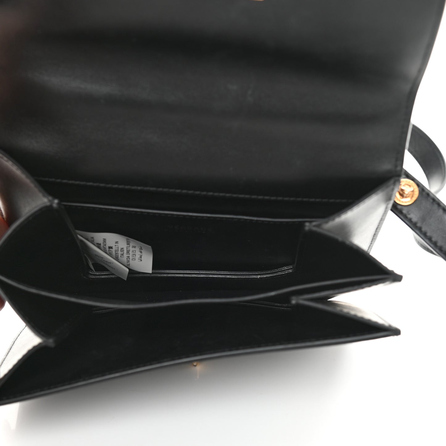 Vitello Barocco Virtus Small Top Handle Shoulder Bag Black
