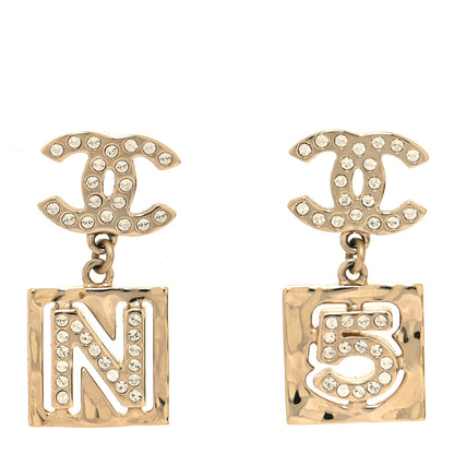 Chanel Crystal CC No 5 Drop Earrings Gold 1 of 5