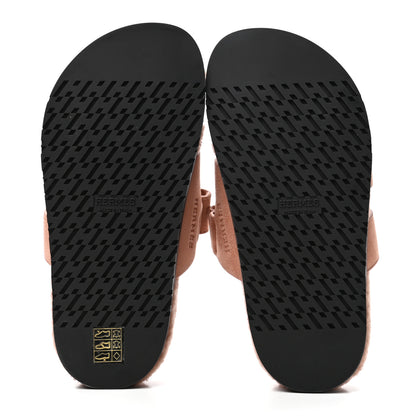 Hermes Suede Goatskin Woolskin Womens Chypre Sandals 35.5 Rose Aube 5 of 8
