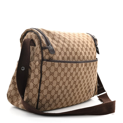 Gucci Monogram Natural Pigskin Large Diaper Bag Beige Ebony Cocoa Dark Chocolate 4 of 14